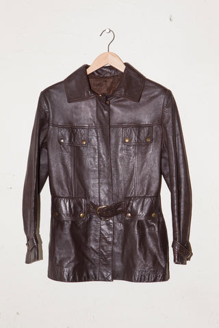 Brown leather Jacket with belt