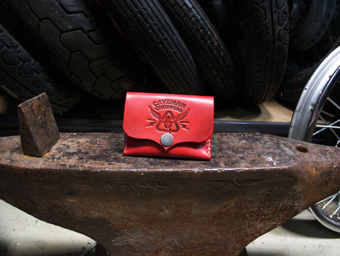 Caveman Choppers Red Half-fold Leather wallet